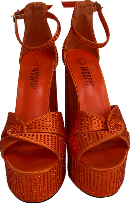 Misspap Orange Diamante Extreme Platform Heels UK 6 EU 39 👠