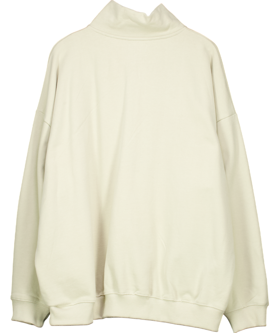 Adanola Beige Retro Sports Oversized Funnel Neck Zip Sweatshirt UK XXL