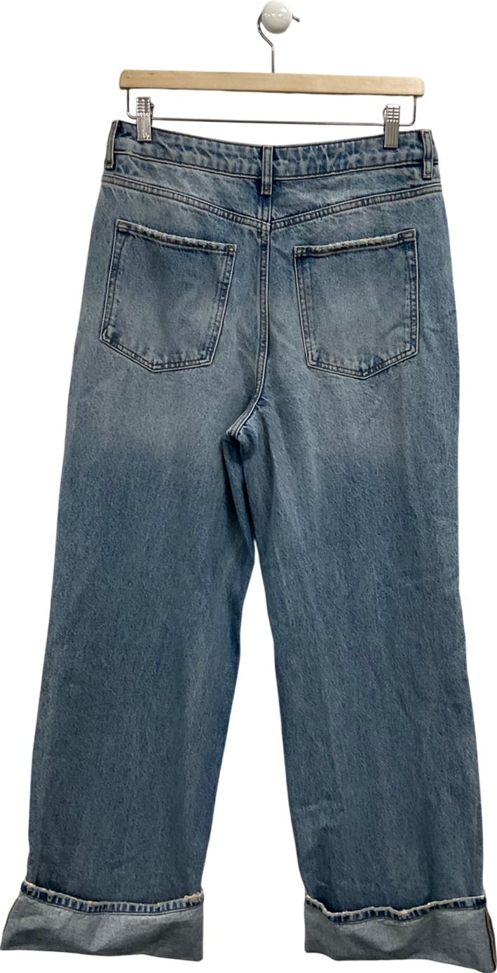 New Look Blue Adelaide Wide Leg Turn Up Jeans UK 12