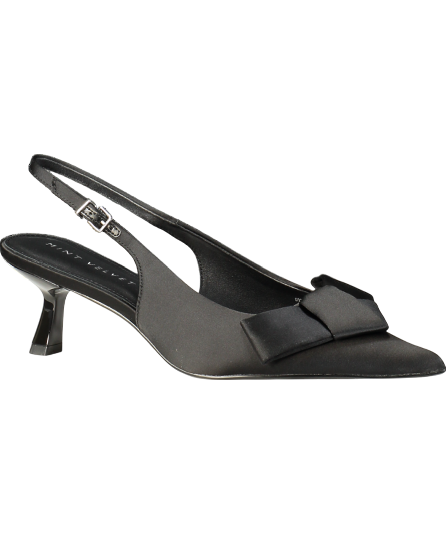 Mint Velvet Black Fern Slingback Kitten Heels UK 7 EU 40 👠