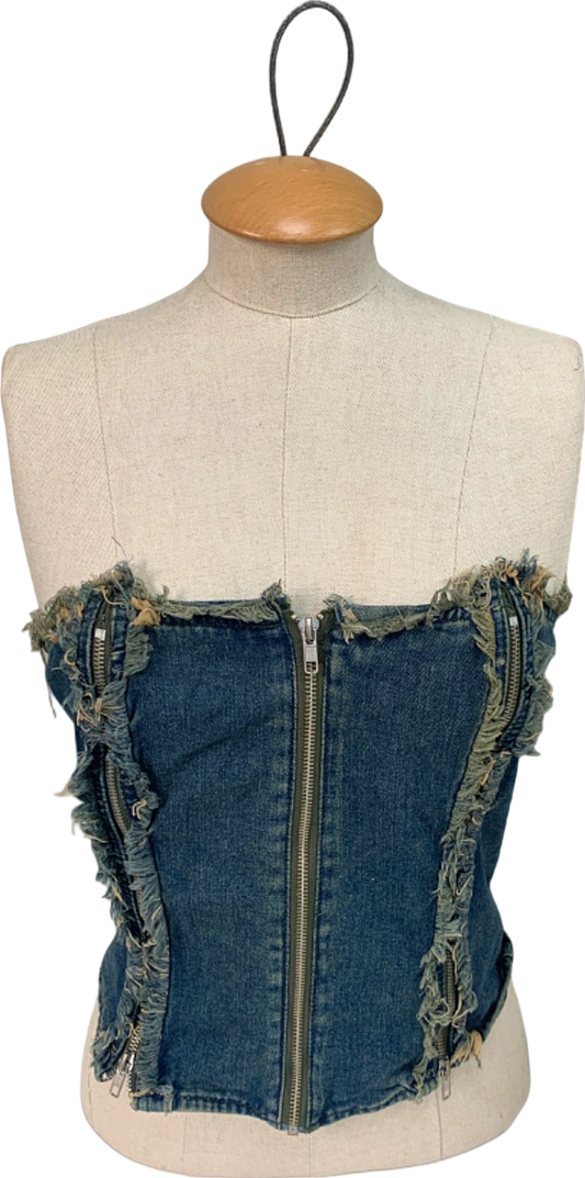 Mars The Label Blue Denim Strapless Top UK S/M