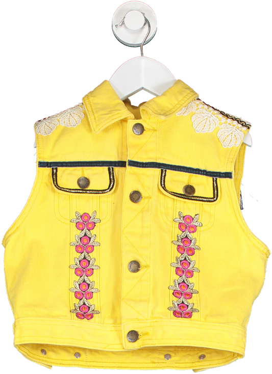 Missy Vintage Yellow Embellished Sleeveless Denim Jacket 4 Years