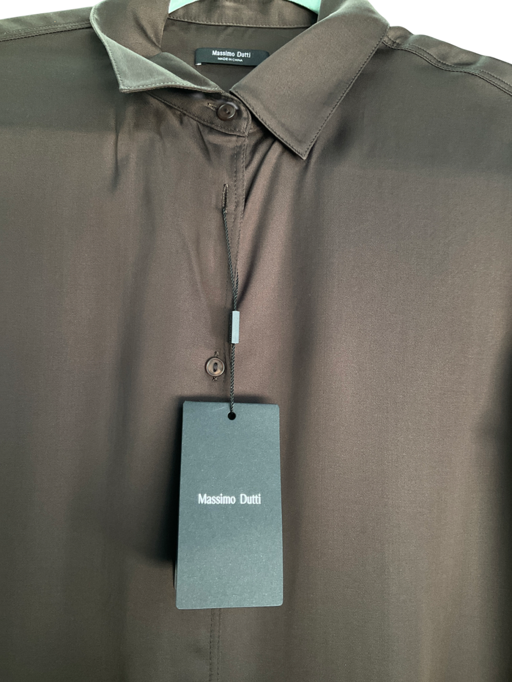 Massimo Dutti Black Flowing Long Sleeve Viscose/Linen blend Satin Shirt UK XS