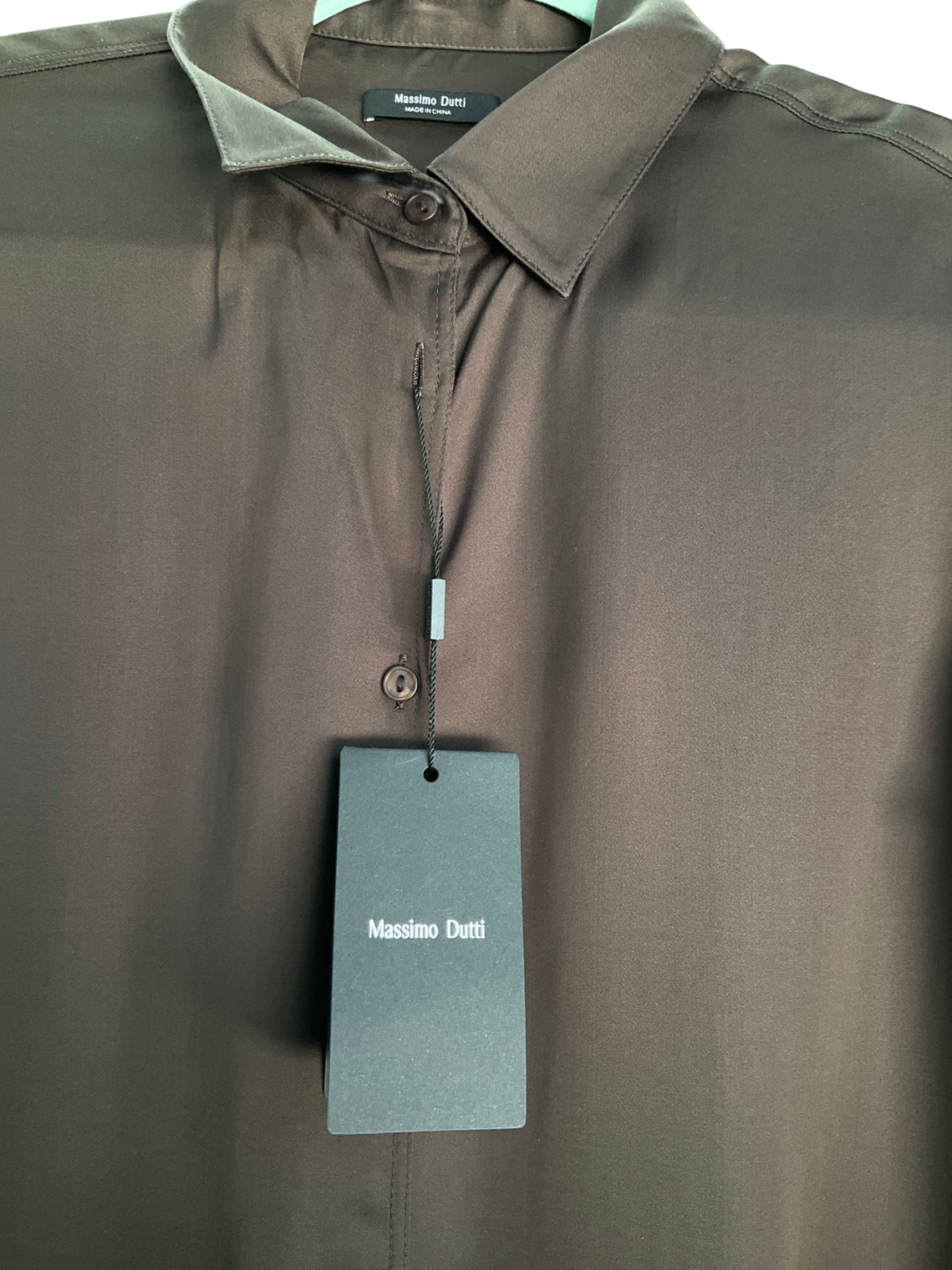 Massimo Dutti Black Flowing Long Sleeve Viscose/Linen blend Satin Shirt UK XS