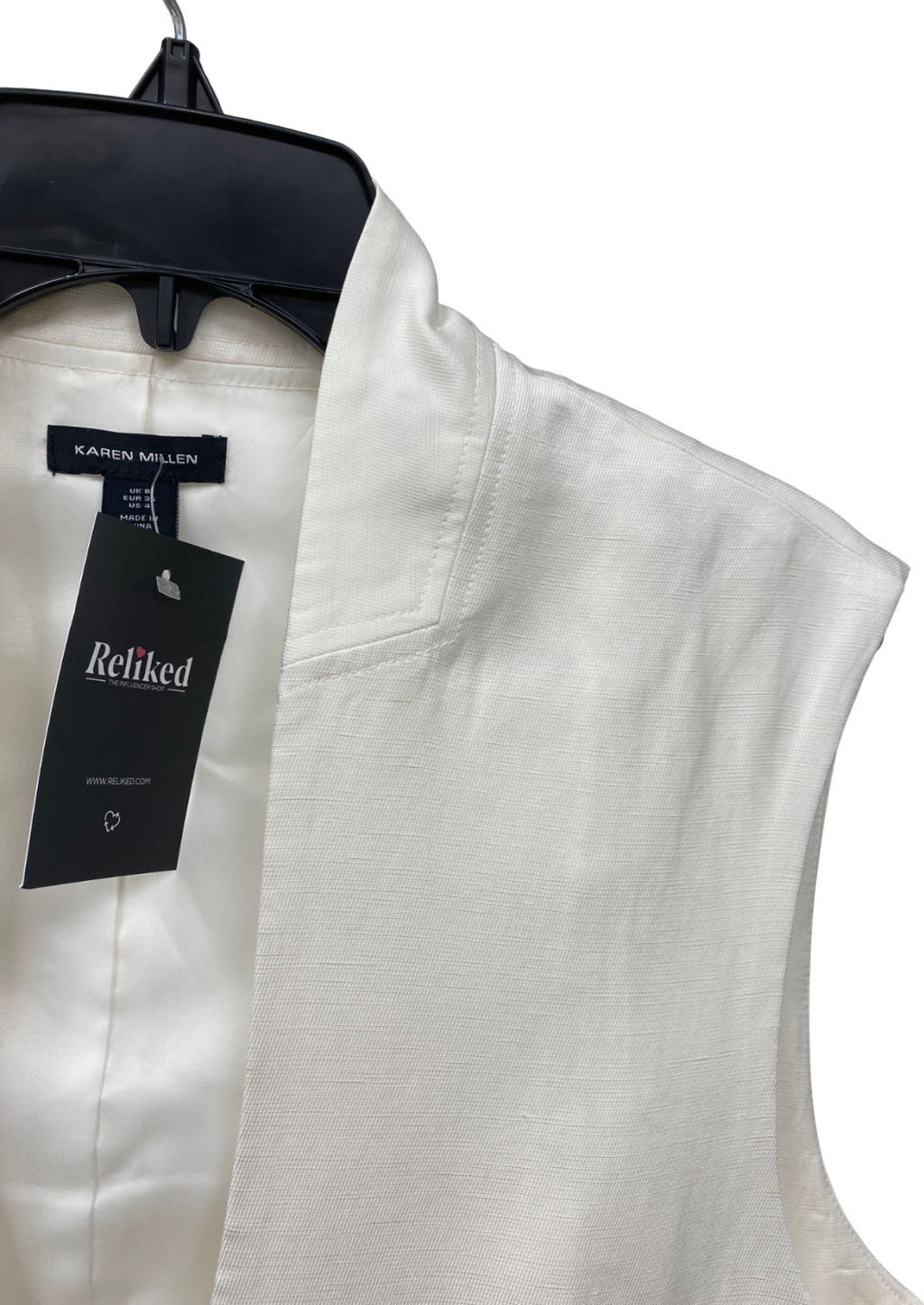 Karen Millen Cream Viscose Linen Tailored Vest UK 8