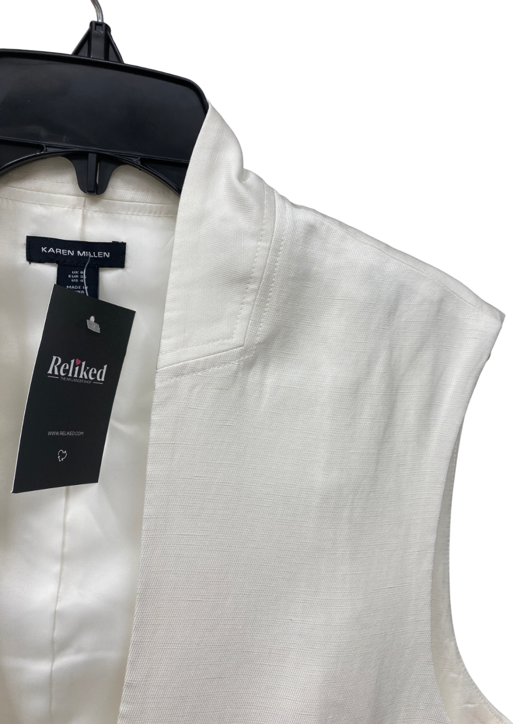 Karen Millen Cream Viscose Linen Tailored Vest UK 8