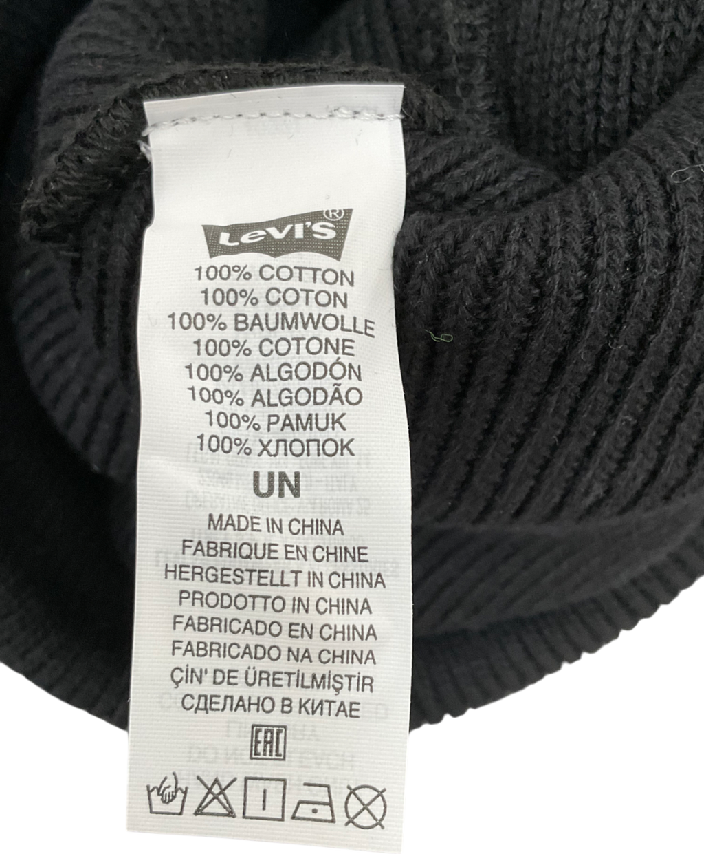 levis Black Backpatch Cotton Beanie Hat One Size