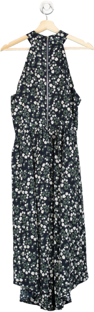 Mela London Navy Blue Halter Neck Floral Midi Dress UK 12