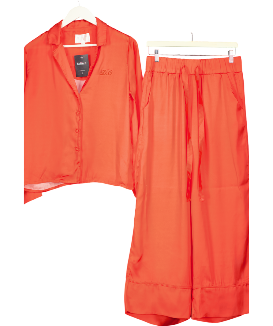 JimJams Orange Satin Pyjama Set With D.c Embroidery UK S/M