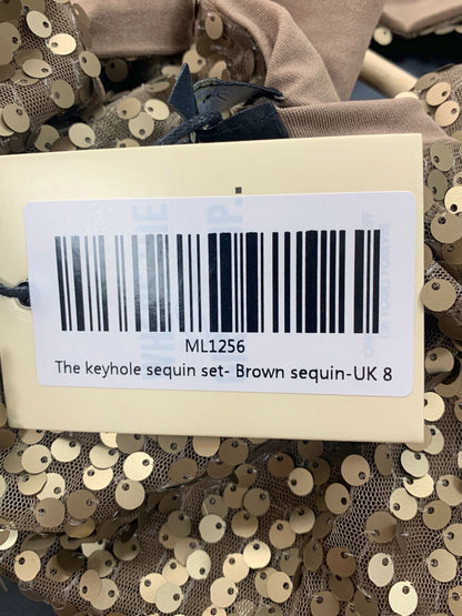 Mars The Label Brown Keyhole Sequin Set UK 8