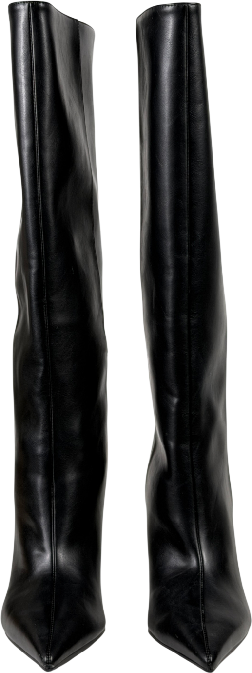 CHARLES & KEITH Pointed Stiletto Knee-high Boots - Black UK 5 EU 38