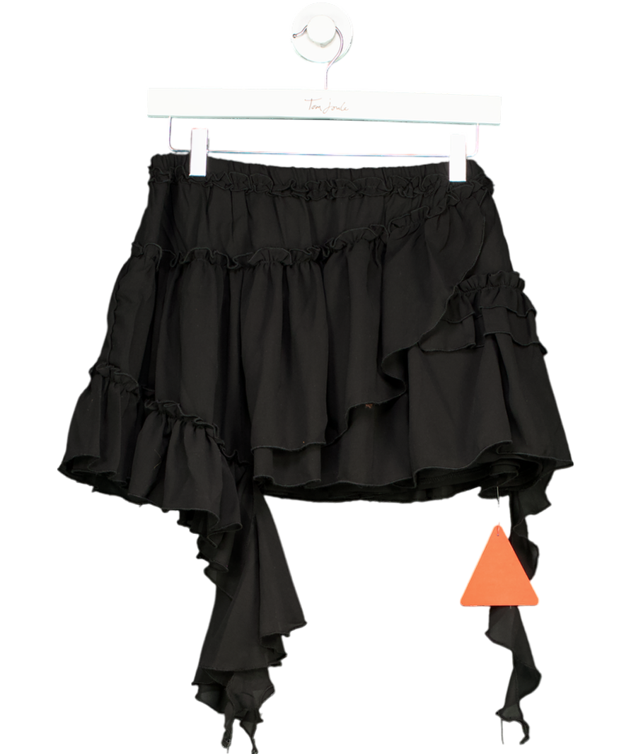 Ego Black Mid Rise Frill Distressed Detail Mini Skirt UK 10