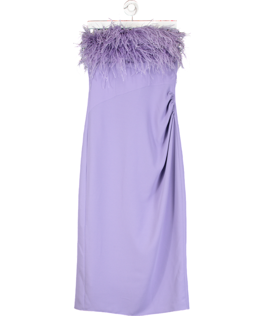 F.ILKK Purple Feather Midi Dress UK 10