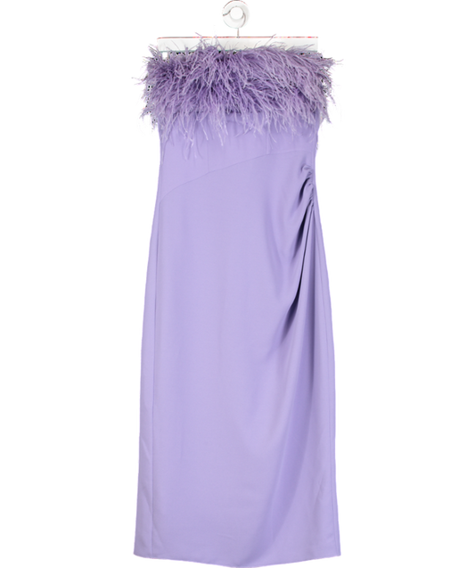 F.ILKK Purple Feather Midi Dress UK 10