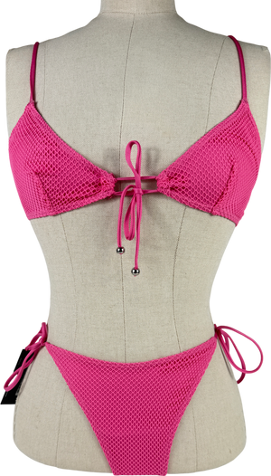 LESLIE AMON Pink Filippa Embellished Bikini UK XS/S