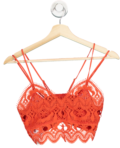 Anthropologie Red Crochet Lace Crop Top S