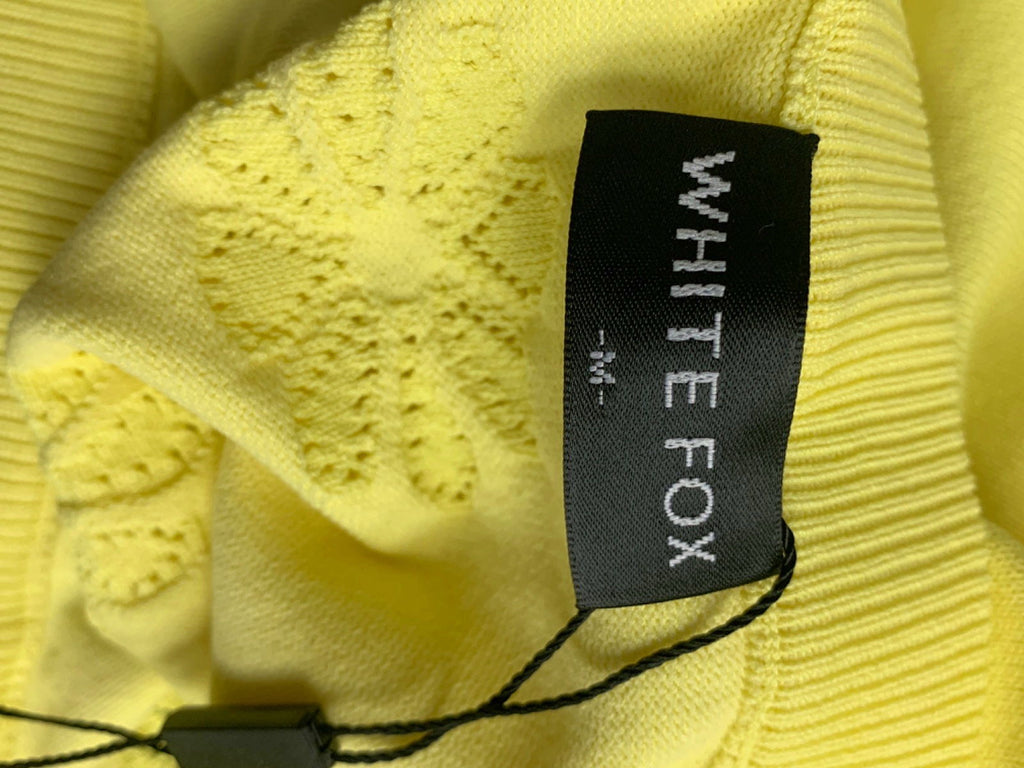 White Fox Yellow Embroidered Top and Skirt Set UK M