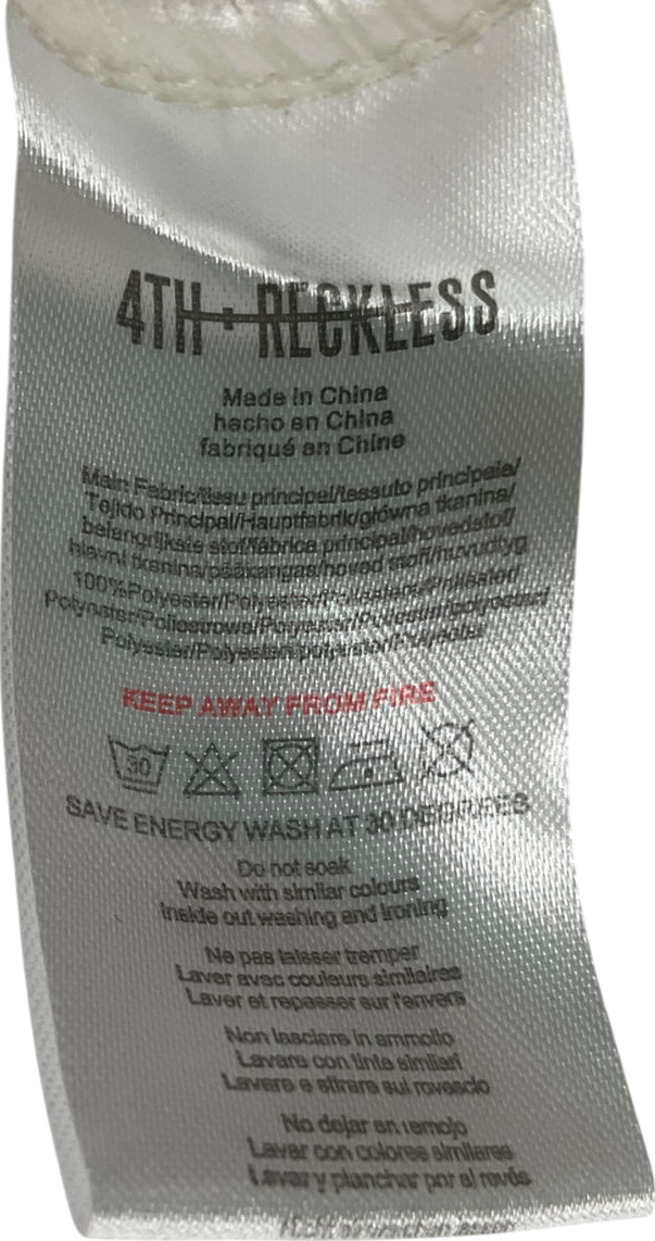 4th & Reckless Plisse Plunge Front Halterneck Wide Leg Jumpsuit In Cream UK 10