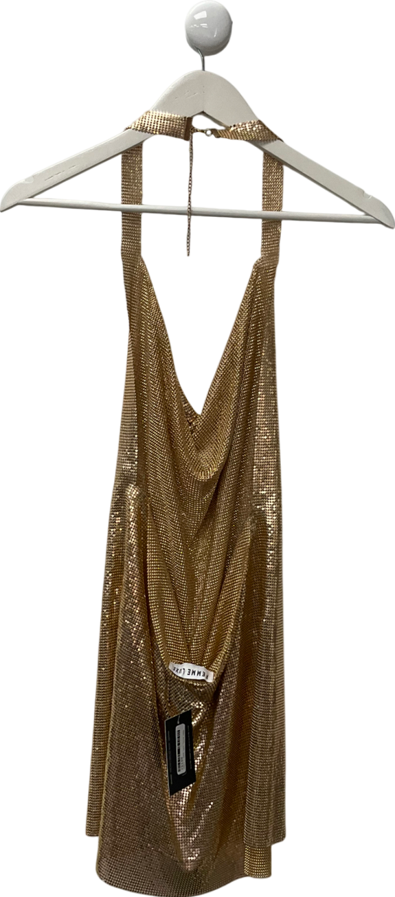 Feme Luxe Metallic Chainmail Mini Dress UK 8