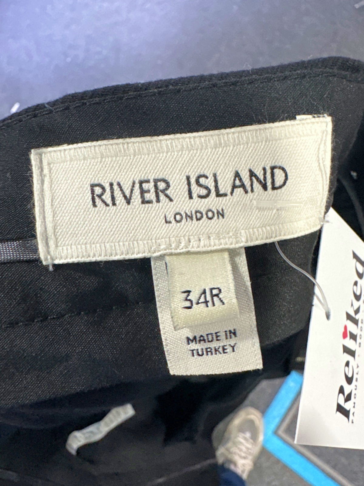 River Island Black Tailored Trousers W34 Regular