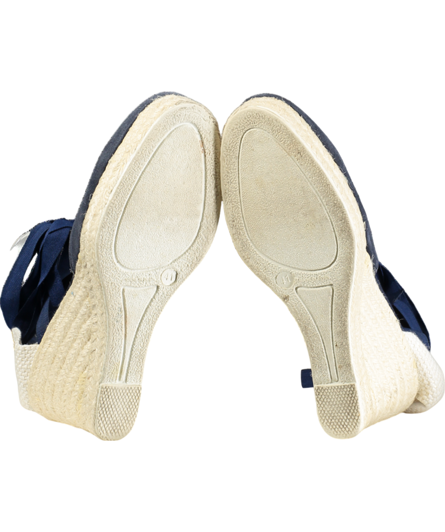 Manebi Blue Soft Suede Wedge Espadrilles Hamptons UK 8 EU 41 👠