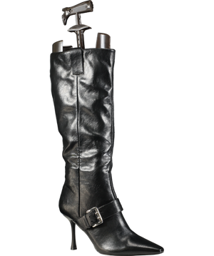 schuh Darbie Buckle Point Knee In Black UK 8 EU 41
