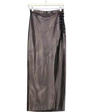 Pritch London Black Butter Soft Leather Midi Skirt With Silk Lining W26" UK XS/S