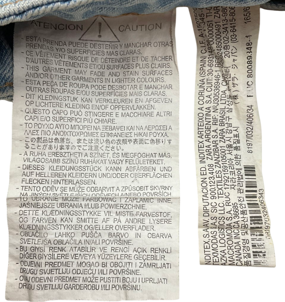 ZARA Blue High Waisted Mum Fit Style Jeans UK 6