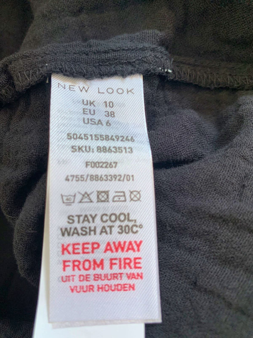 New Look Black F K Dolly Double Clo Shirt UK 10