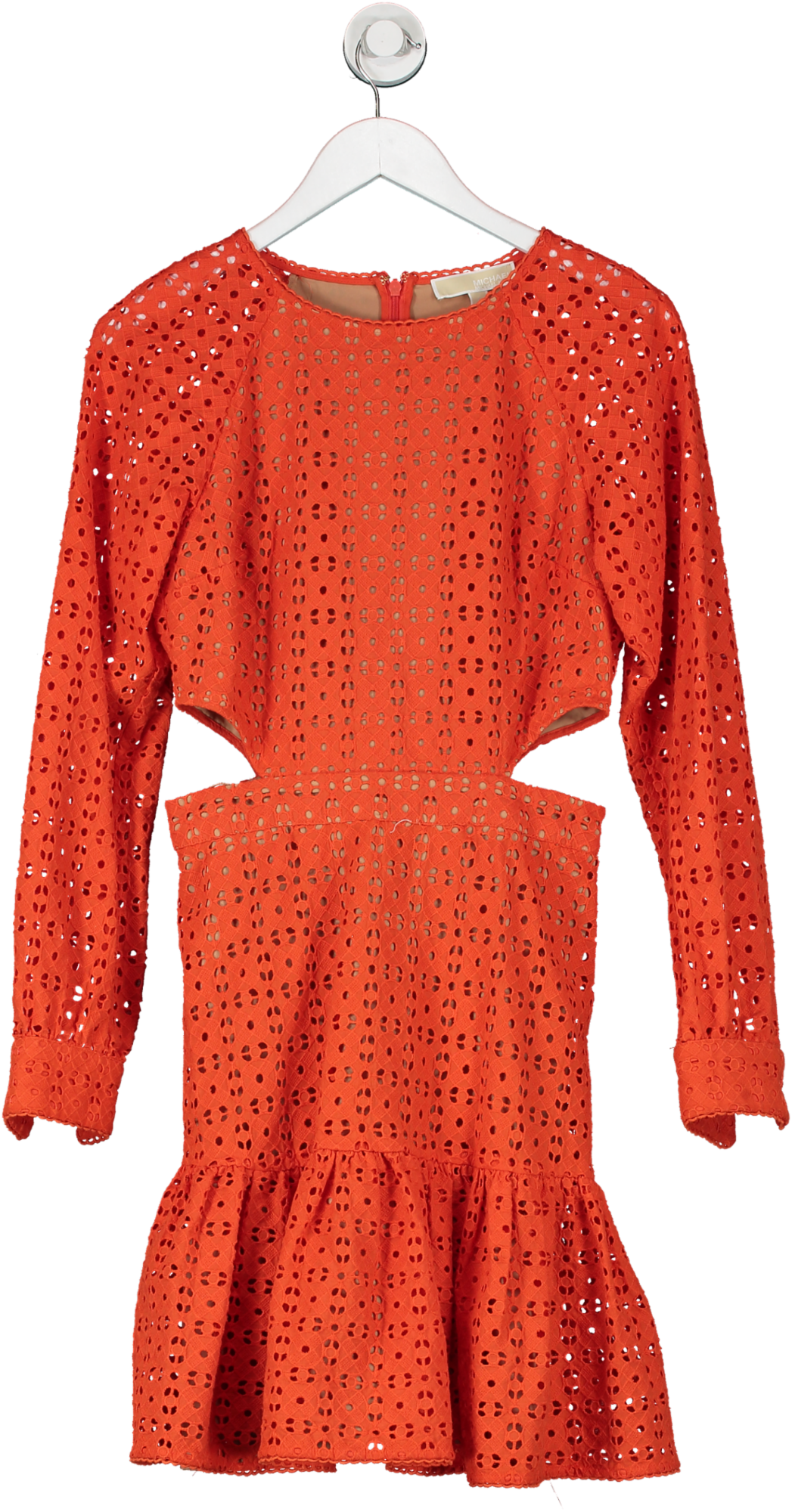 Michael Kors Orange Cotton Eyelet Cutout Mini Dress UK 4