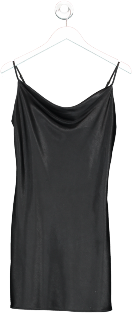 River Island Black Satin Slip Dress UK 8
