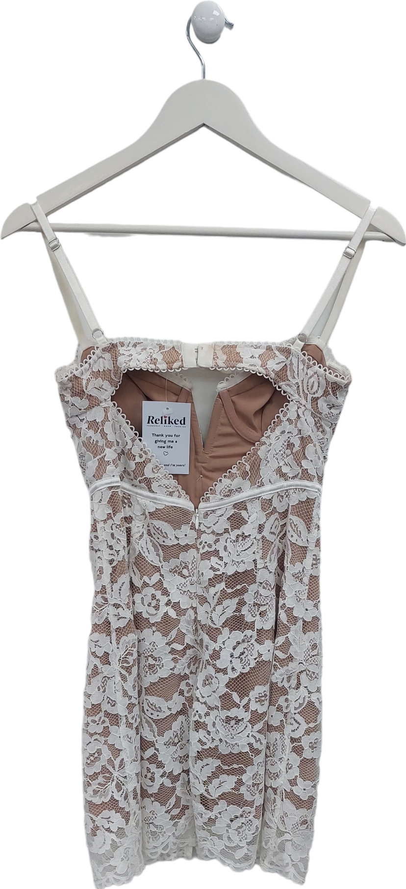 For Love & Lemons White Lace Mini Dress With Button Detail UK S