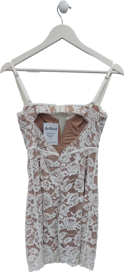 For Love & Lemons White Lace Mini Dress With Button Detail UK S