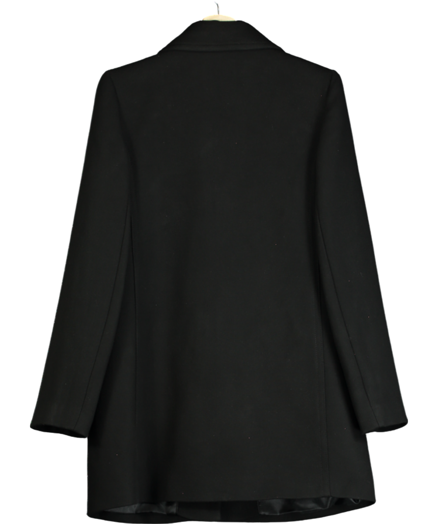 MANGO Black Straight-fit Coat With Buttons UK S