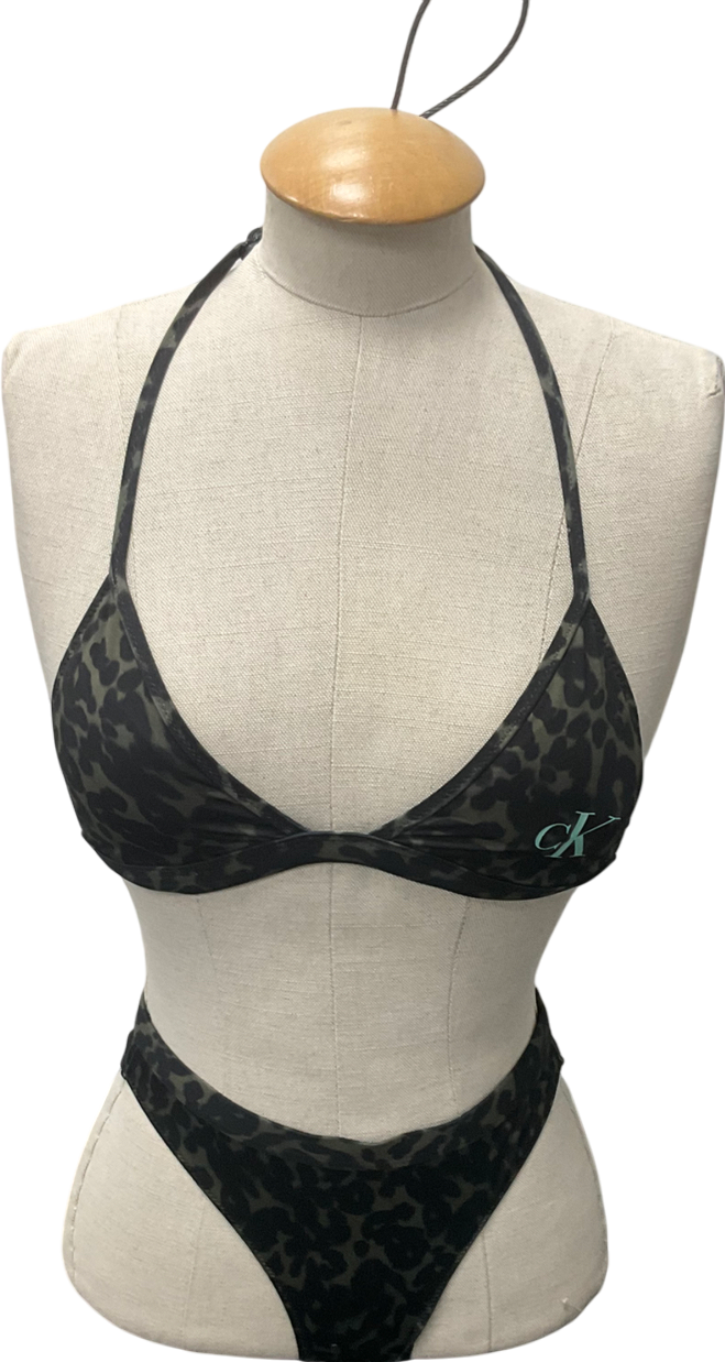 Calvin Klein Green And Black Printed Bikini Set 12 Years