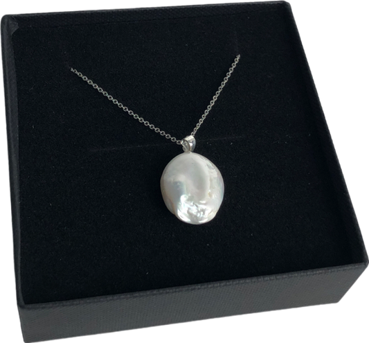 925 Sterling Silver Natural Pearl Pendant Necklace