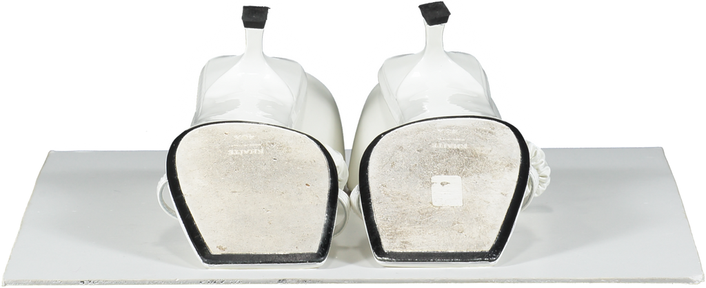 Khaite White Georgia Ruched Pantent leather Sandals UK 7.5 EU 40.5 👠