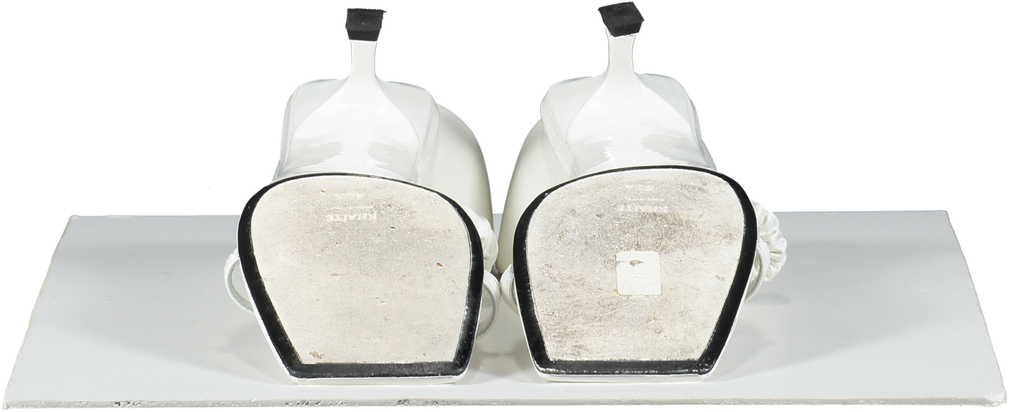 Khaite White Georgia Ruched Pantent leather Sandals UK 7.5 EU 40.5 👠