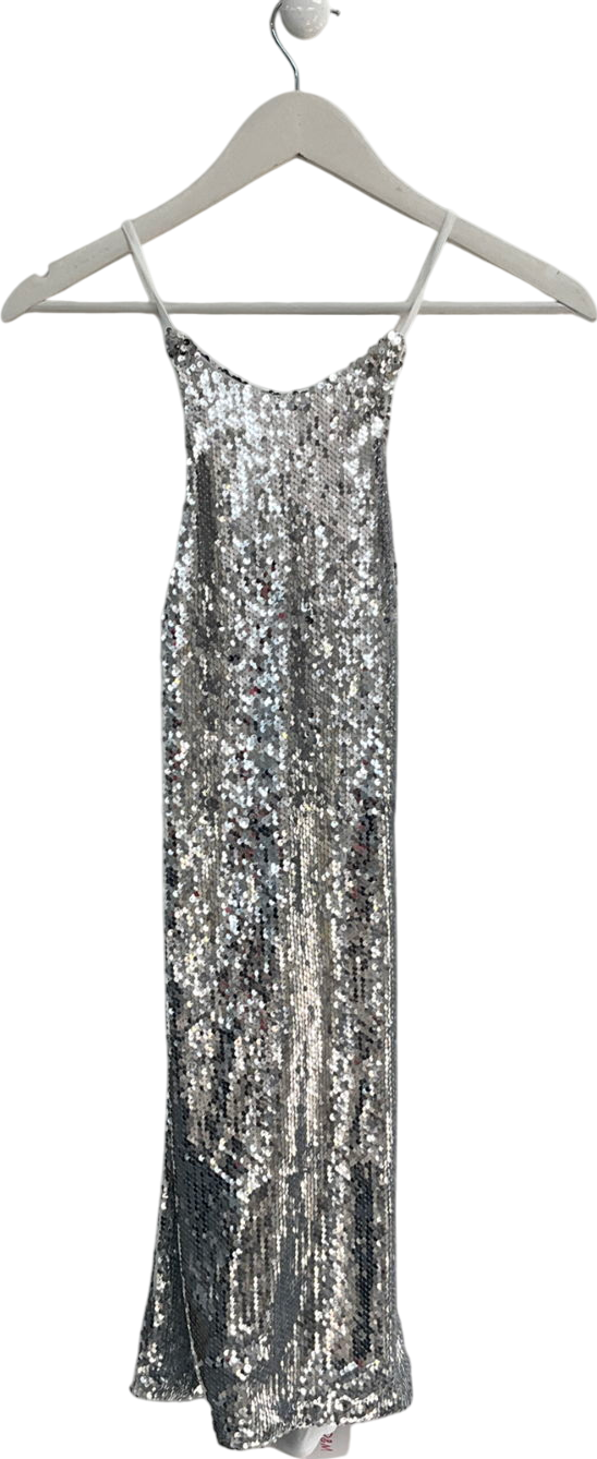 D&M Metallic Sparkly Cross Back Mini Dress UK S