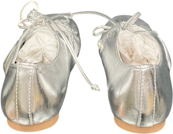 Monsoon Blair Metallic Ballet Flats Silver UK 6 EU 39 👠