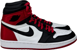 Nike White / Red / Black Jordan 1 Retro High Satin Black Toe Trainers UK 5 EU 38.5