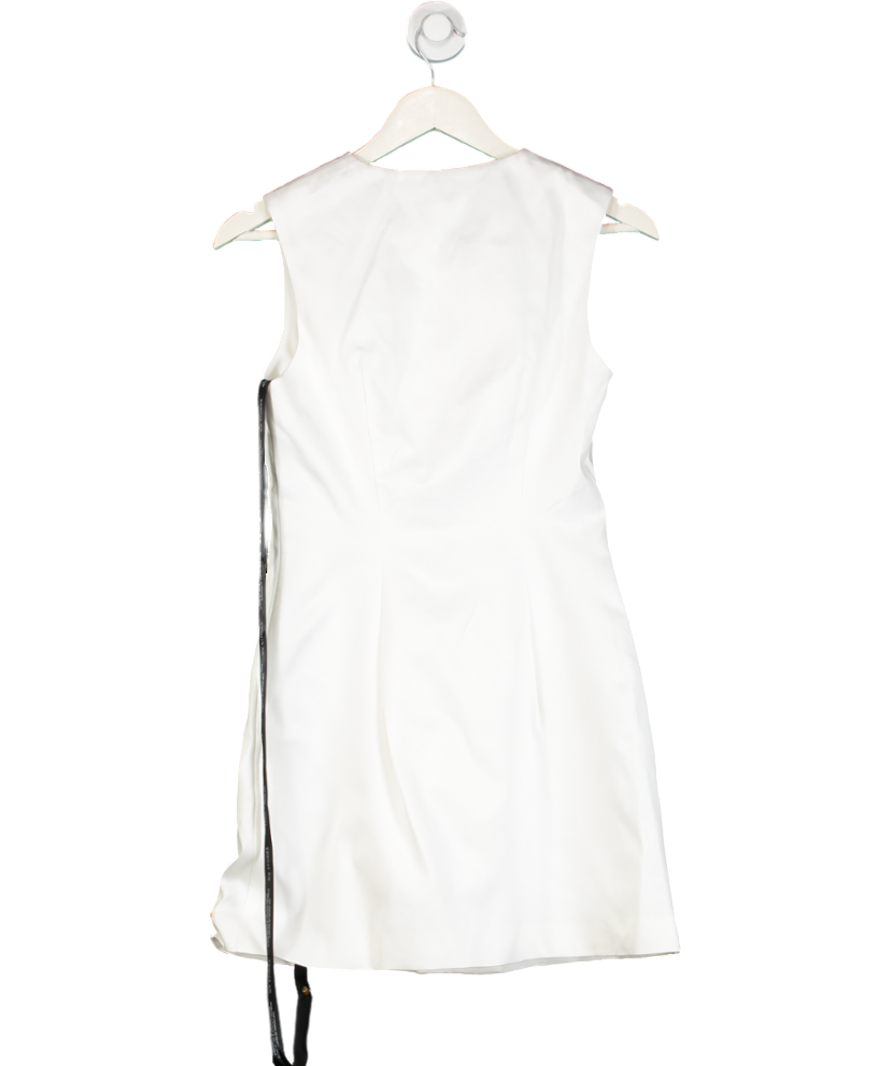 Six Stories White Button Through Satin Tailored Mini Dress UK 6
