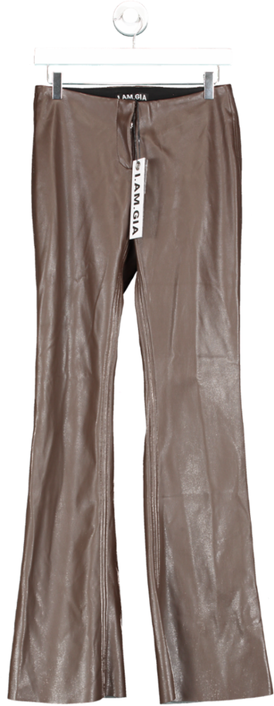 I.AM.GIA Brown Estyn Faux Leather Trousers UK S
