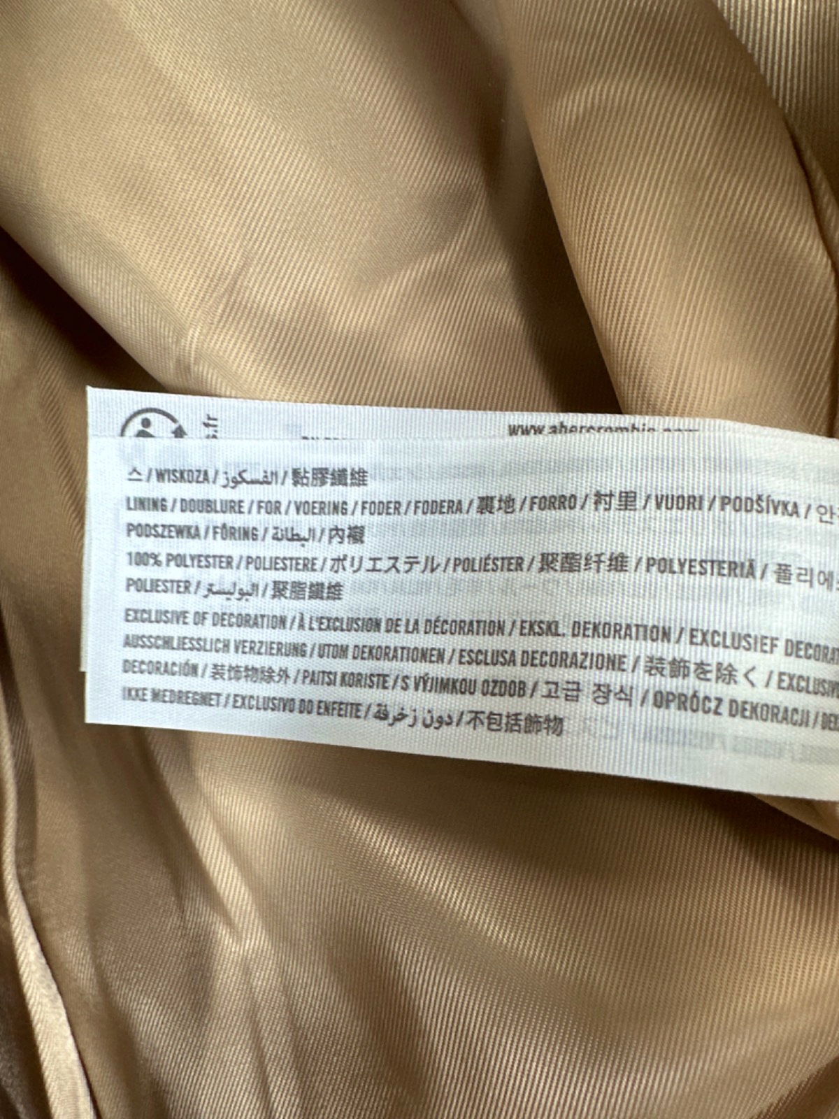 Abercrombie & Fitch Camel Cropped Wool Coat UK S