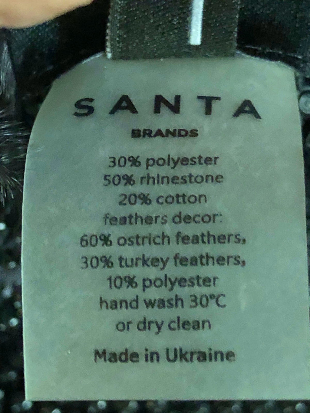 Santa Brands Black Sparkle Black Feathers Top W Open Shoulders UK L