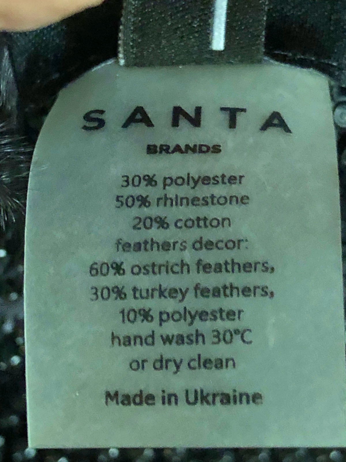 Santa Brands Black Sparkle Black Feathers Top W Open Shoulders UK L