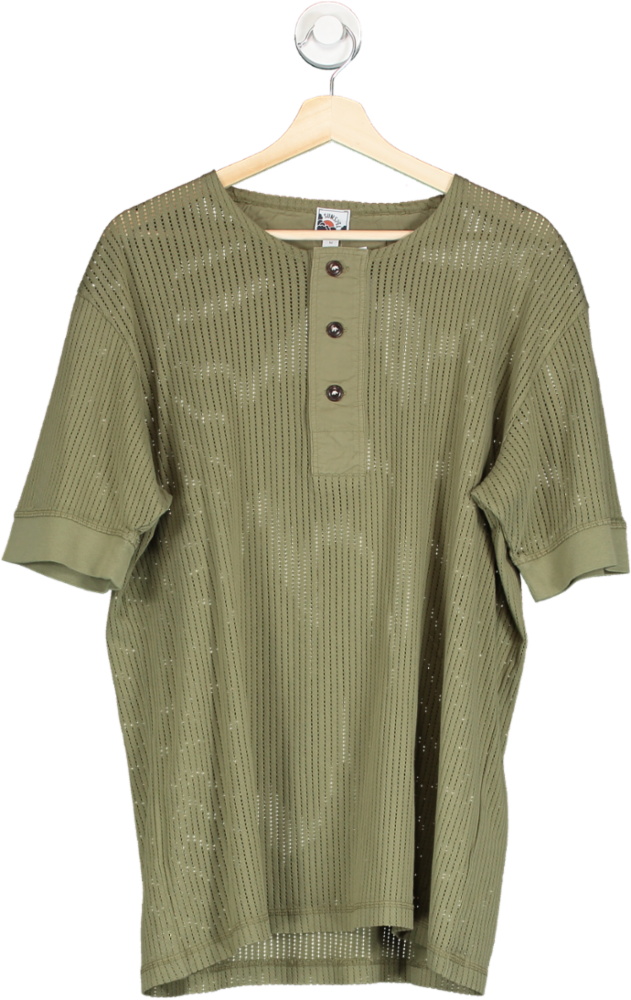 Sunspel Green Mesh Henley T Shirt UK M