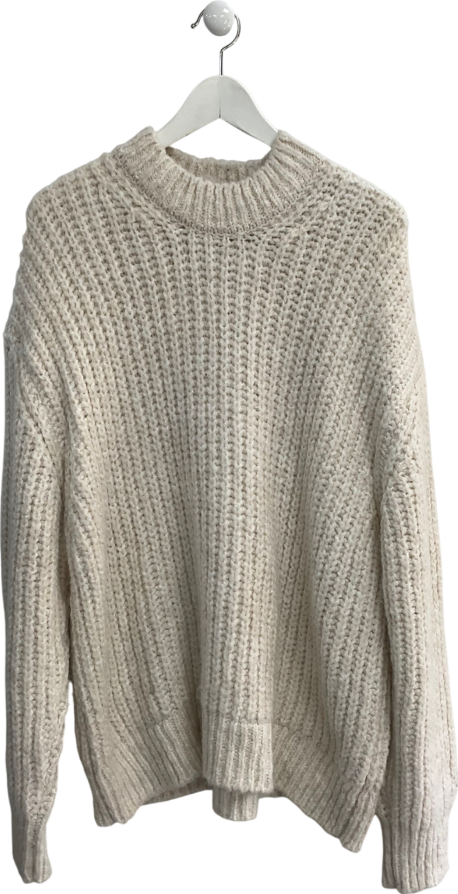 River Island Cream Loose Fit Chunky Knit Sweater UK M