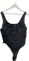 River Island Grey Corset Strapless Denim Bodysuit UK 18