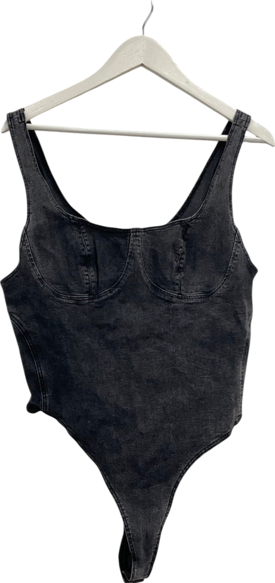 River Island Grey Corset Strapless Denim Bodysuit UK 18